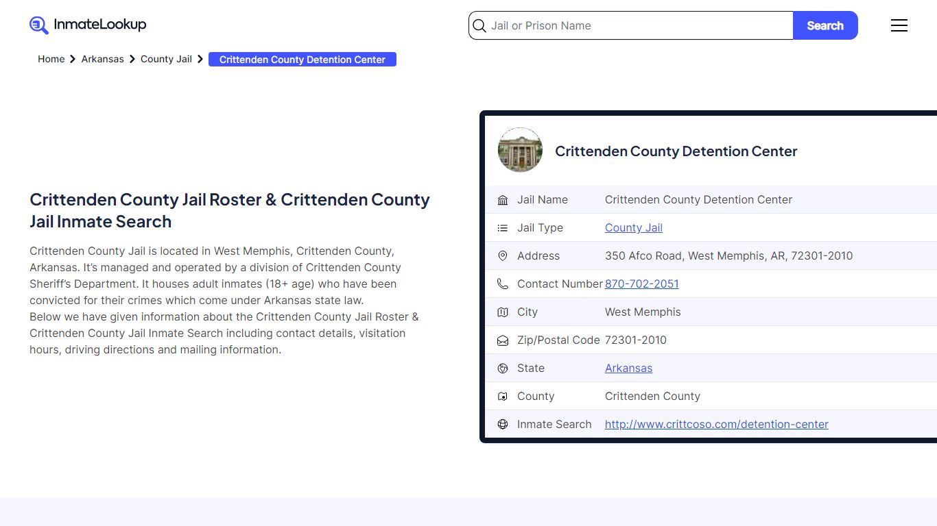 Crittenden County Jail Roster - Crittenden County Jail Inmate Search